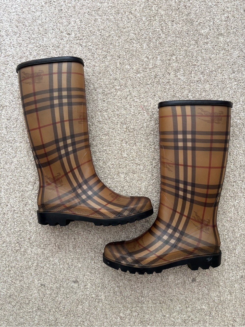 Burberry Nova Check Plaid logo rain boots